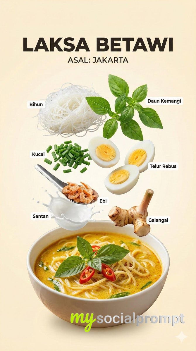 nanobanana prompt: Ultra-Realistic Indonesian Food Infographic with Cinematic Lighting 2