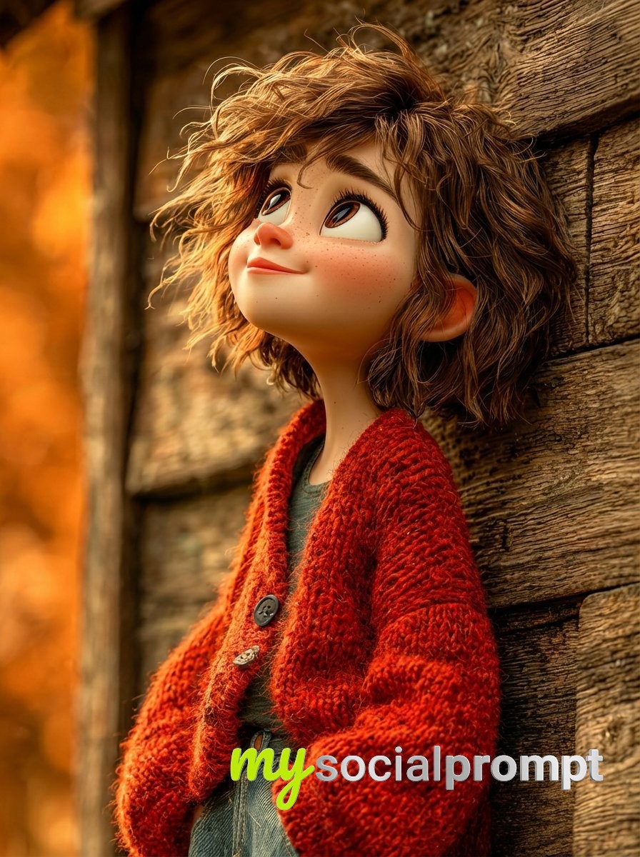 nanobanana prompt: Pixar-Style Character in Cinematic Golden Hour Lighting 2
