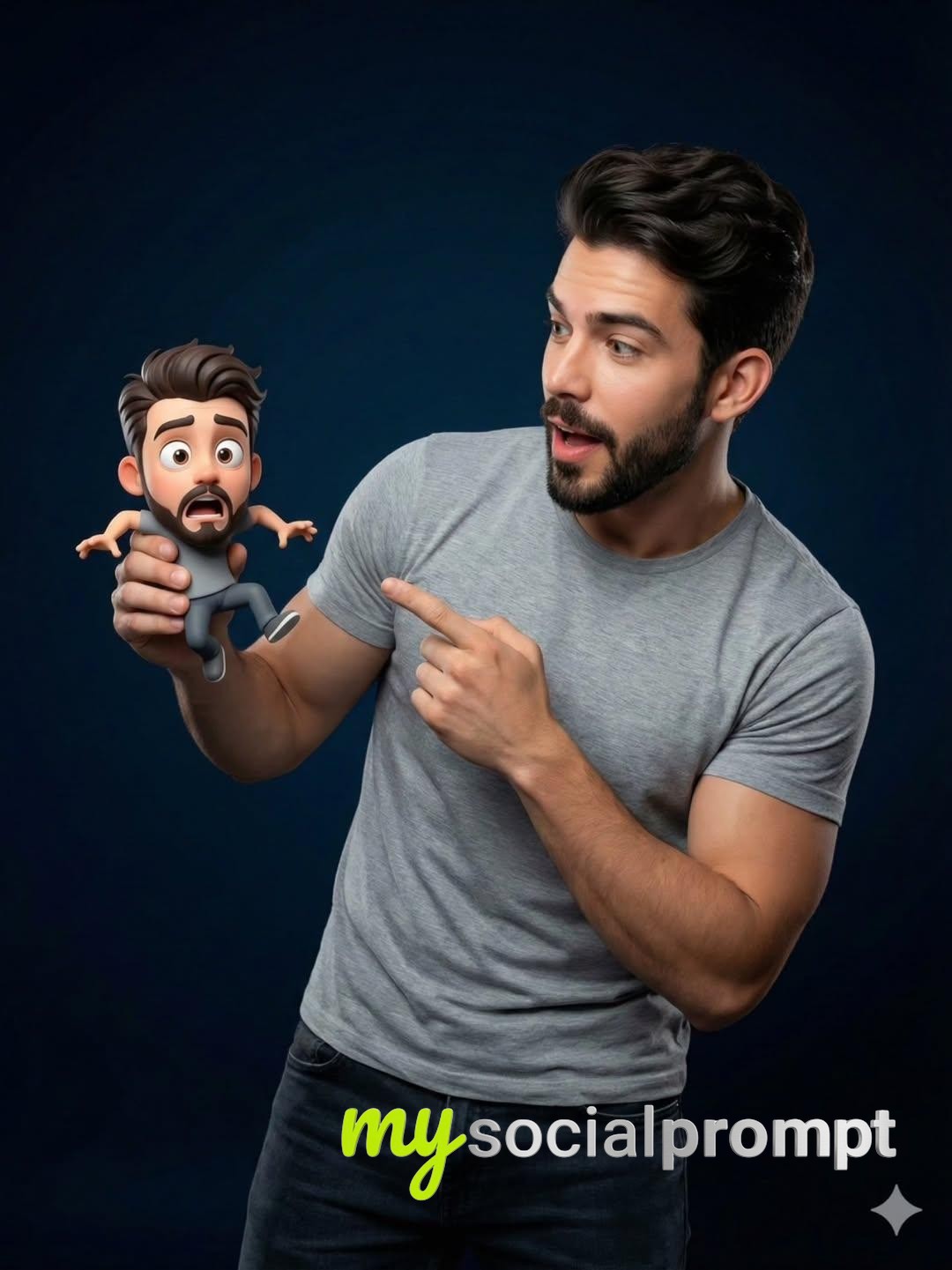 nanobanana prompt: Pixar-Style 3D Character Integration in Studio Portrait