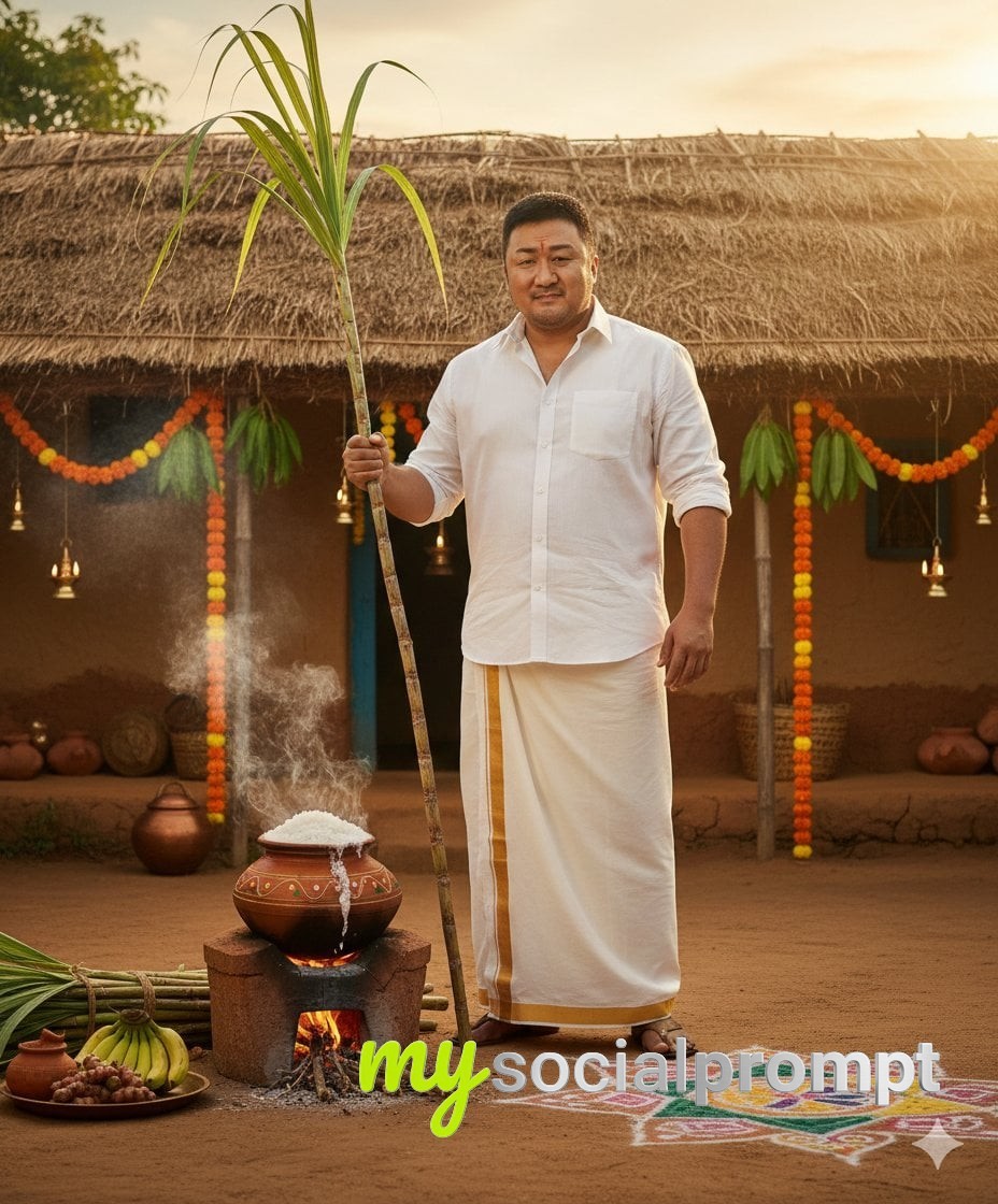 nanobanana prompt: Cinematic South Indian Thaipongal Portrait – Authentic Rural Tamil Aesthetic 3