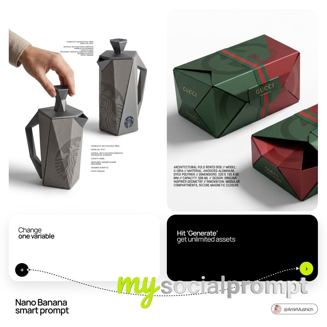 nanobanana prompt: Architectural Origami Chair Redesign – Premium Industrial Design