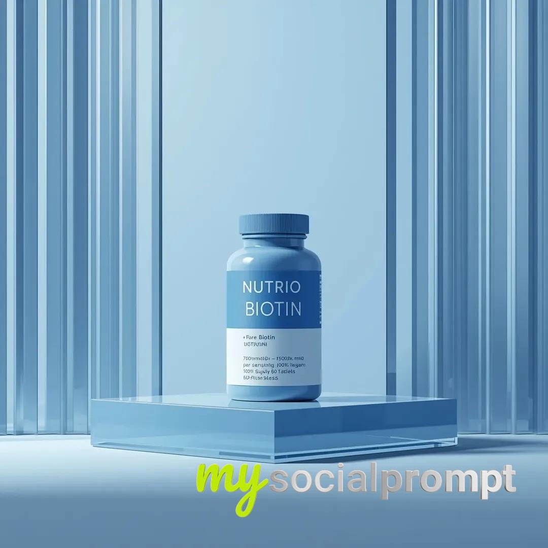 nanobanana prompt: Minimalist Product Photography of NUTRIO Pure Biotin Supplement with Acrylic Reflections 2