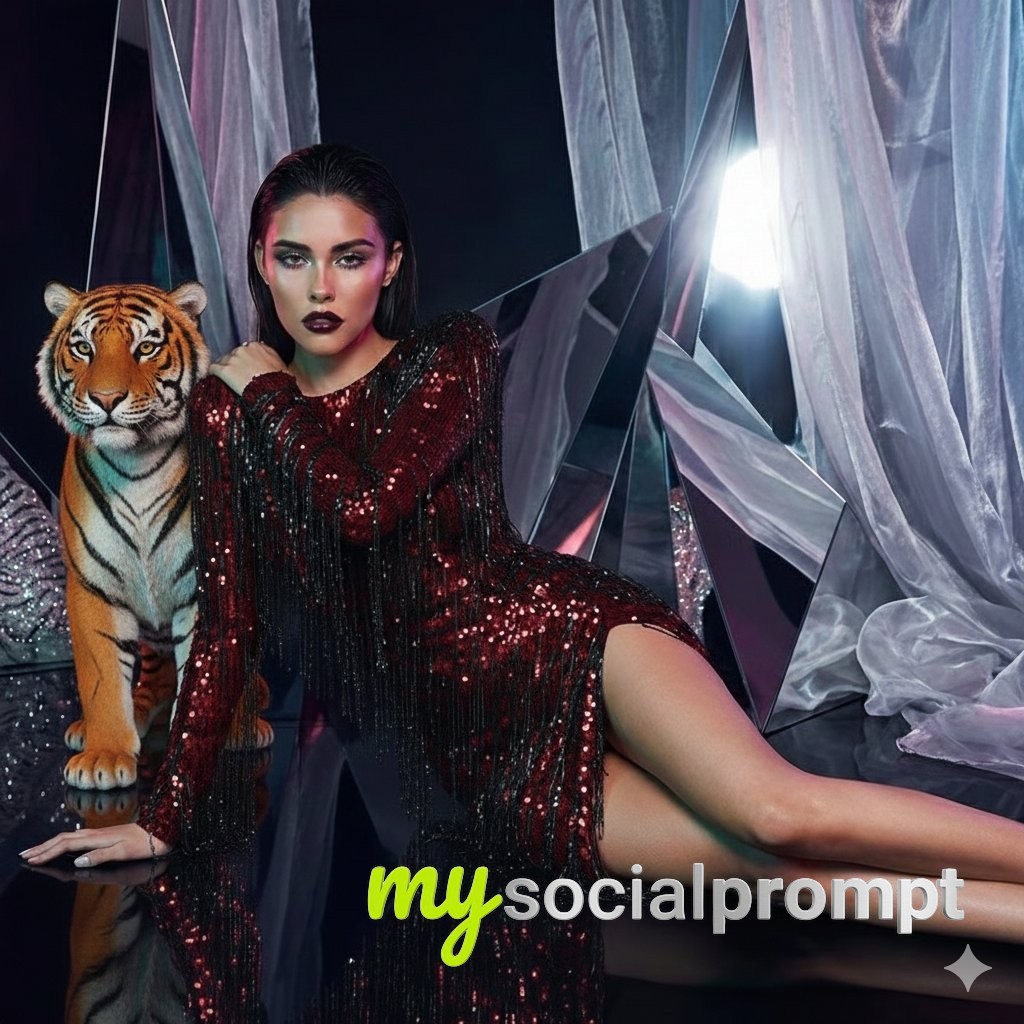 nanobanana prompt: High-Fashion Editorial with Cinematic Lighting & Metallic Textures 3