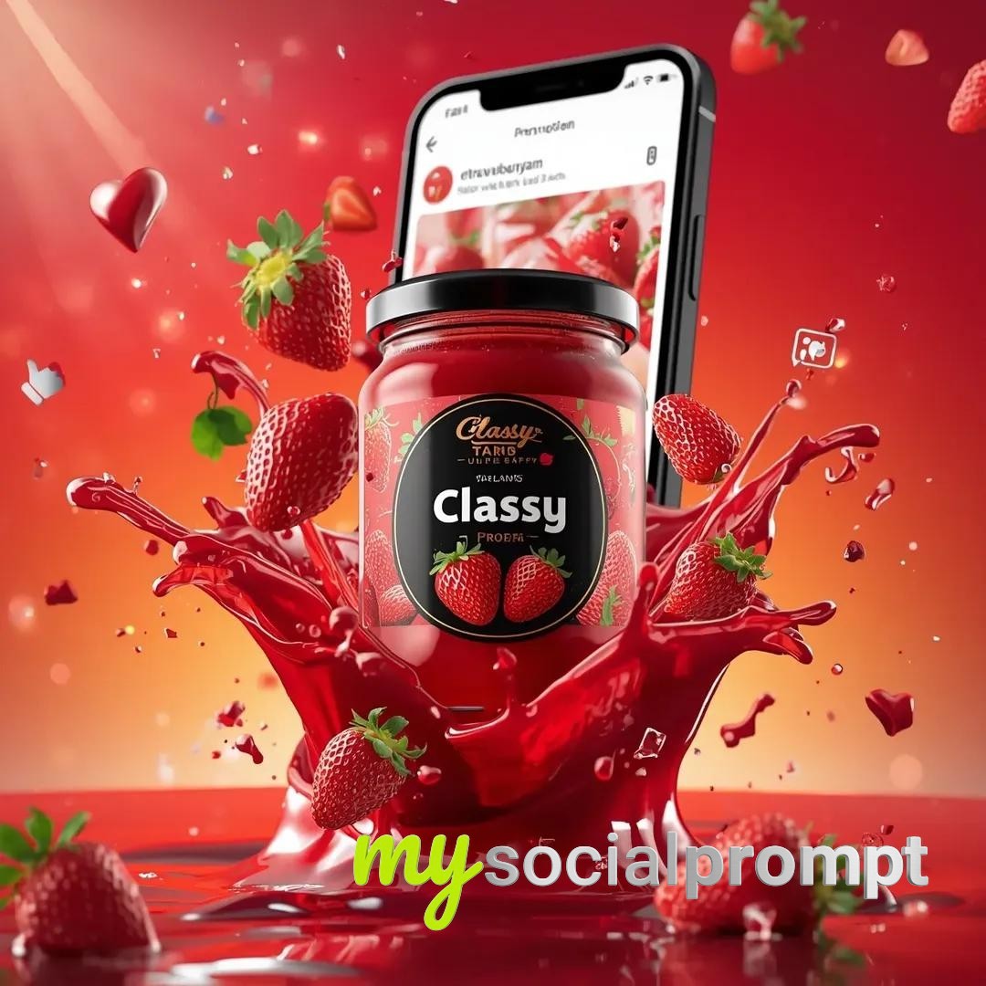 nanobanana prompt: Dynamic Strawberry Jam Jar in Dramatic Splashes