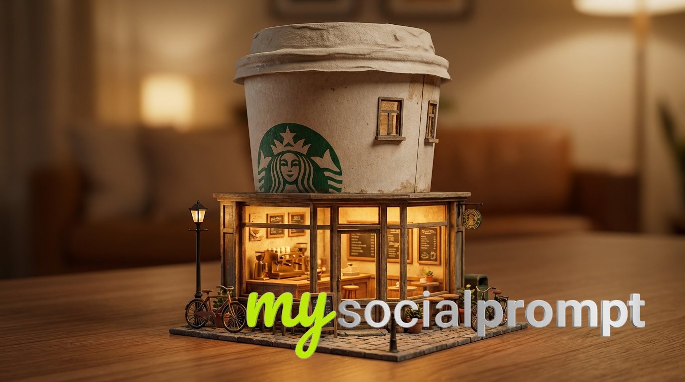 nanobanana prompt: Surreal Miniature Café with Cinematic Lighting & Hyperrealism - AI Prompt Image 3
