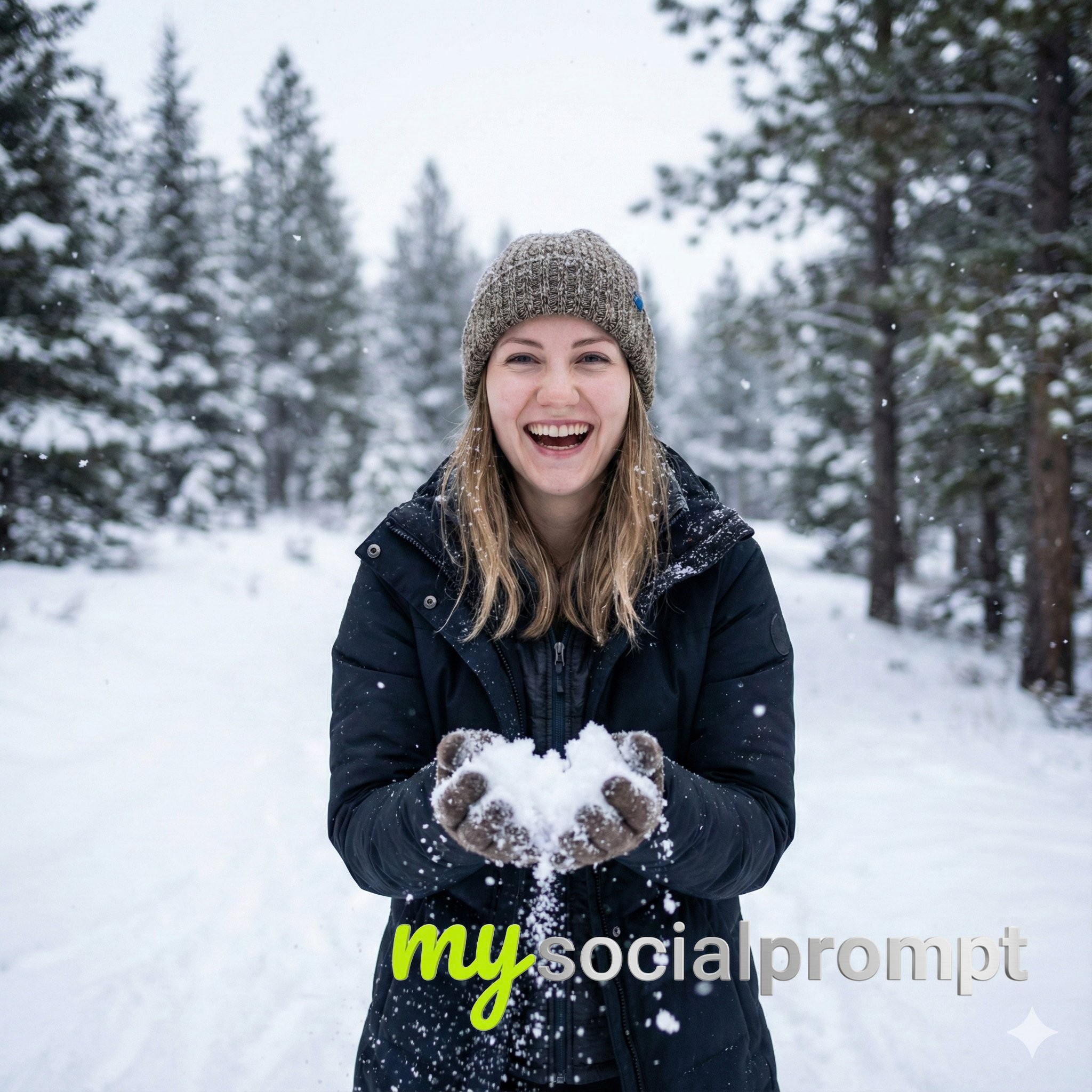 nanobanana prompt: Snowy Winter Portrait with Cinematic Depth and Joyful Mood 2