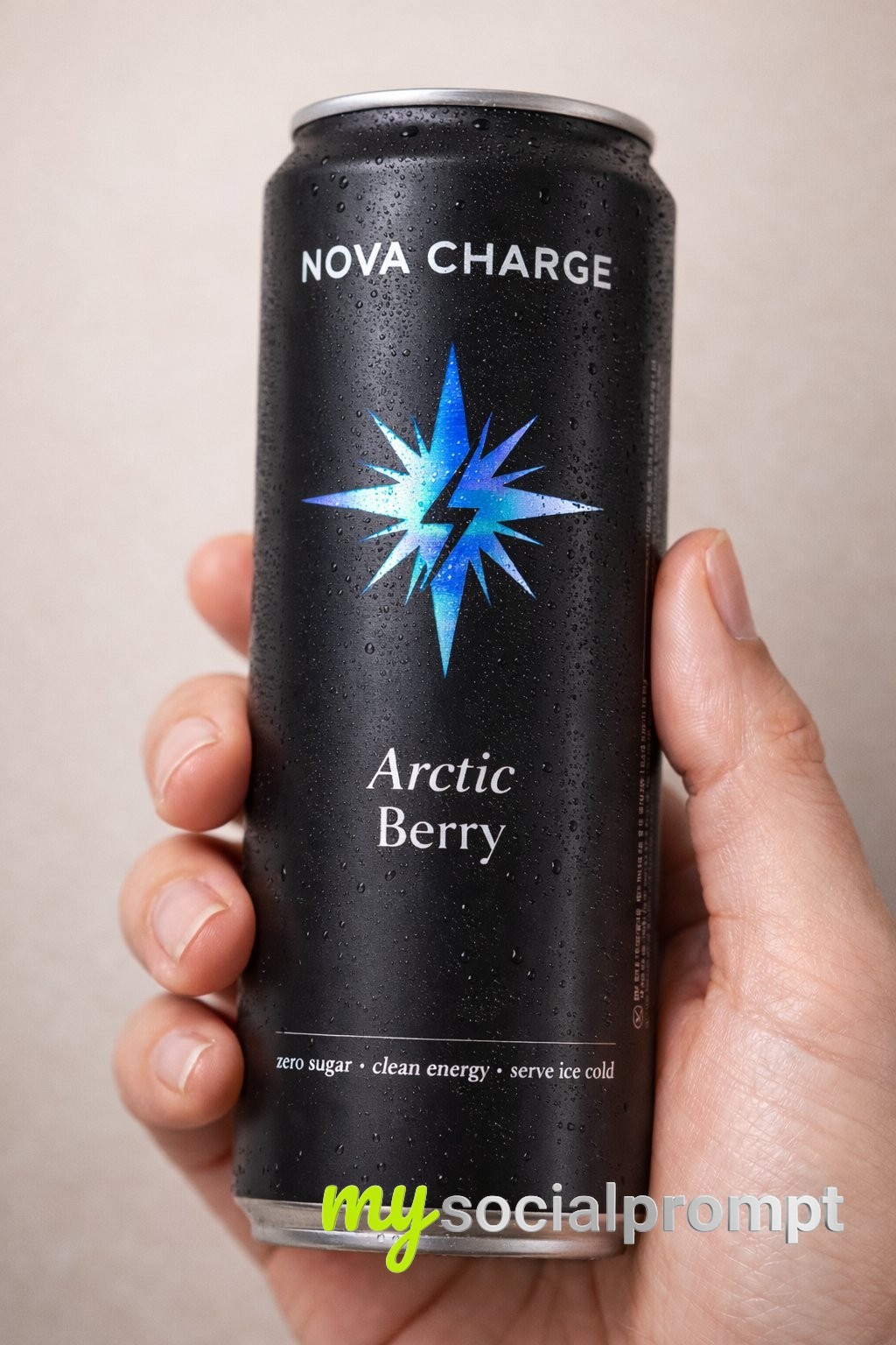 nanobanana prompt: Premium Product Close-Up: Matte Label, Holographic Foil, Soft Studio Lighting 2