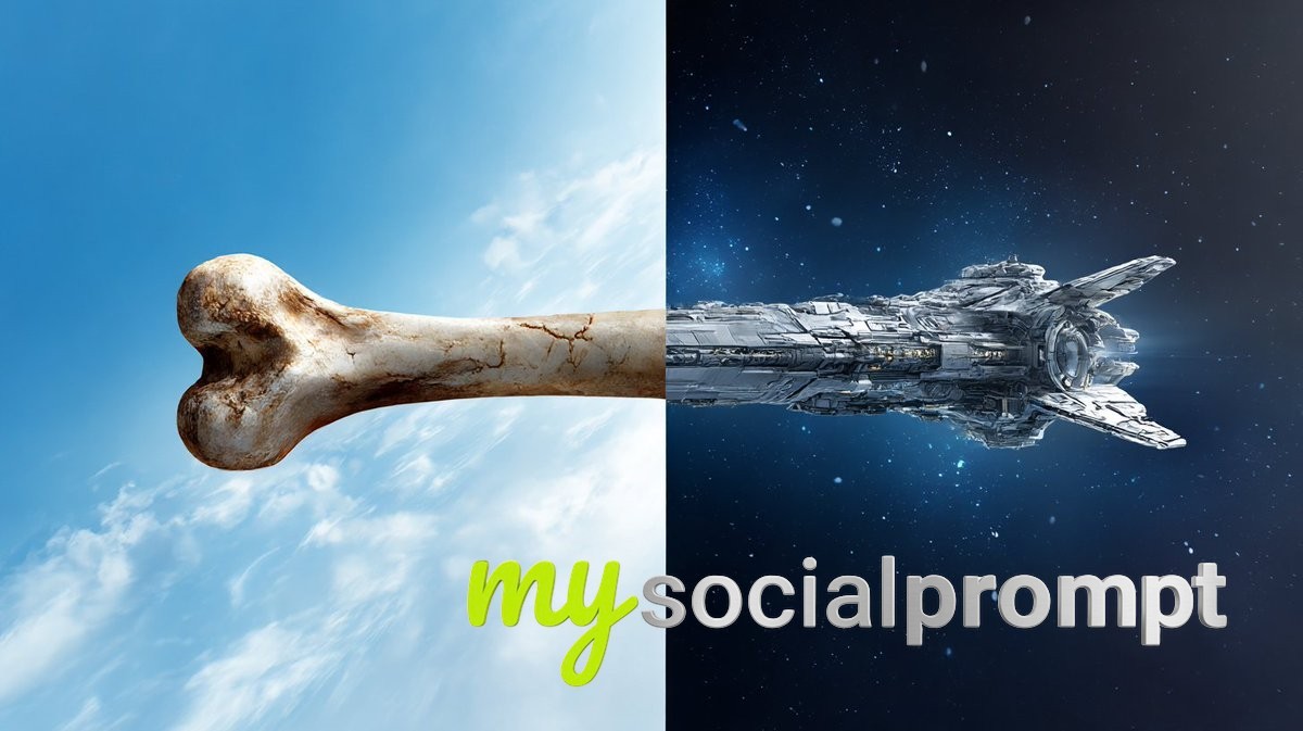nanobanana prompt: Photorealistic Bone-to-Spacecraft Morph with Cinematic Lighting 2