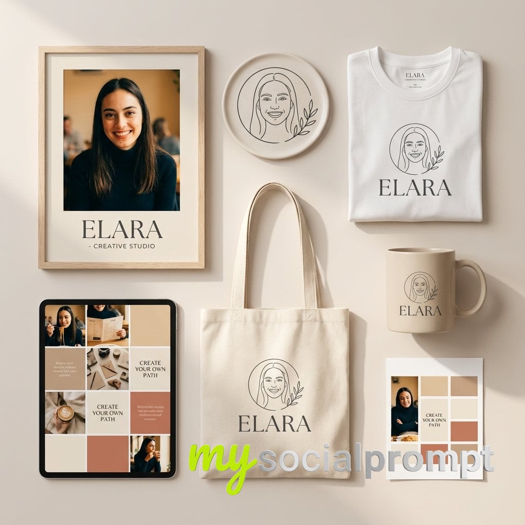 nanobanana prompt: Minimalist Personal Brand Mockup for Female Creator - AI Prompt Artwork