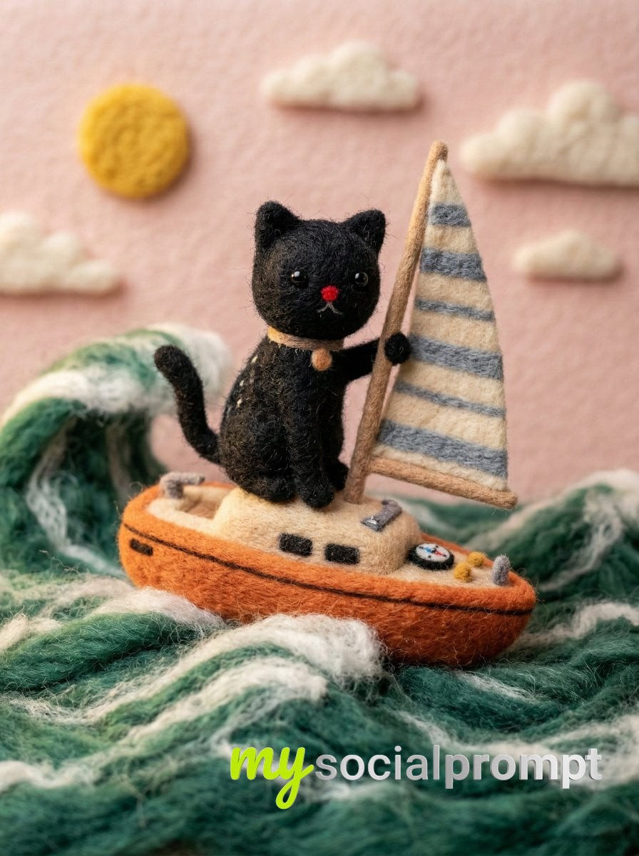 nanobanana prompt: Needle-Felted Wool Miniature with Macro Photography - AI Prompt Artwork