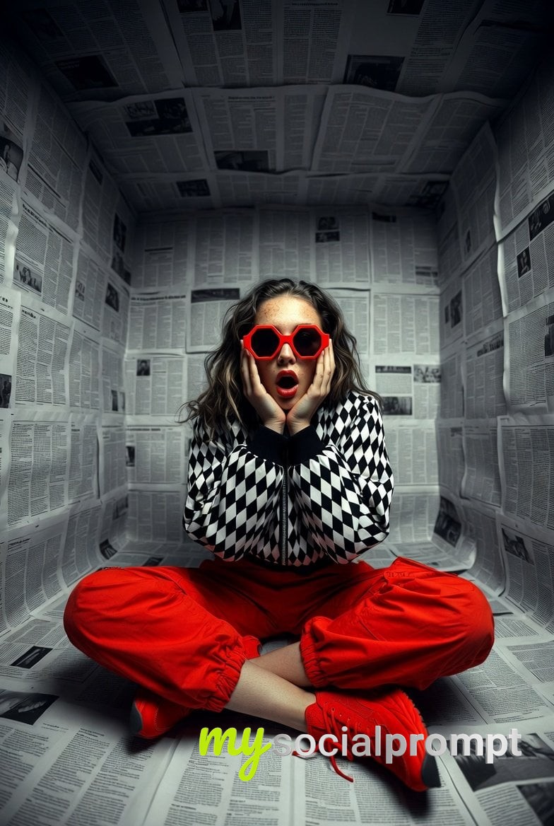 nanobanana prompt: Hyper-Realist Editorial Portrait in Newspaper Room - AI Prompt Image 4