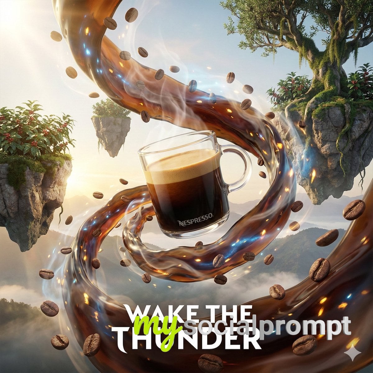 nanobanana prompt: Cinematic 3D Ad Poster with Magical Floating Product - AI Prompt Image 4