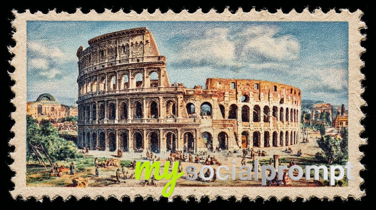 nanobanana prompt: Vintage Postage Stamp of Iconic Monument with Pastel Hues - AI Prompt Image 3