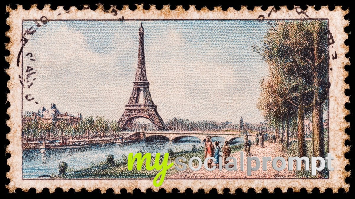 nanobanana prompt: Vintage Postage Stamp of Iconic Monument with Pastel Hues - AI Prompt Image 4