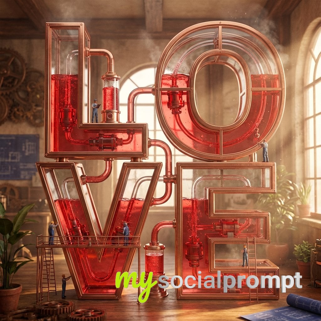 nanobanana prompt: Conceptual Sculpture: Fire Forged in Glass, 3D Typography - AI Prompt Image 2