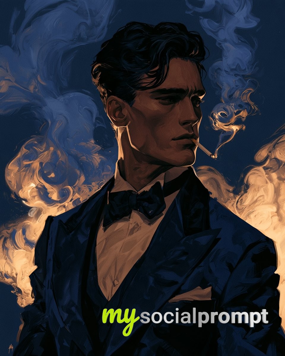 Smoky Velvet Noir Portrait: Jewel-Toned Cinematic Elegance AI image prompt